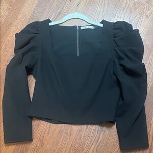 Alice + Olivia Elegant Black Puff Sleeve Blouse